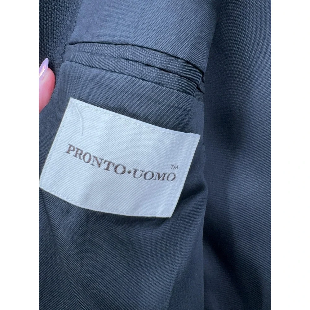 Pronto Uomo Suit Jacket Mens 42 Tall Black Wool 3 Button Notch Lapel Canada